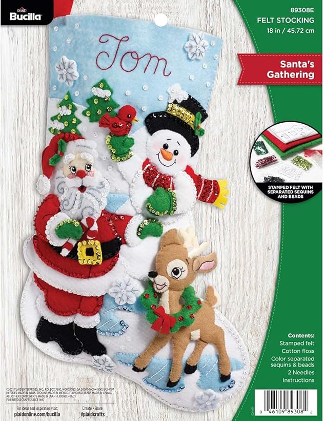 Bucilla Gathering Applique Christmas Stocking